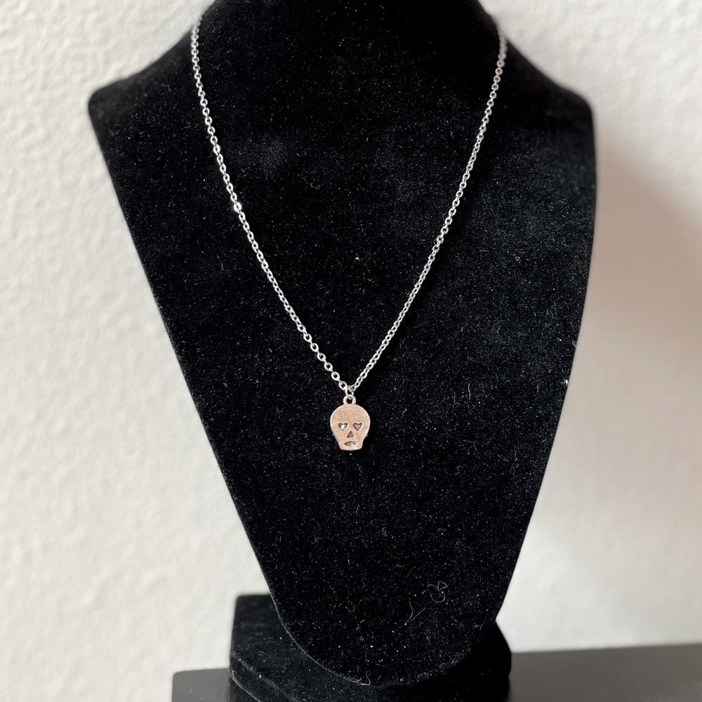 Handmade Heart Eyed Skull Necklace